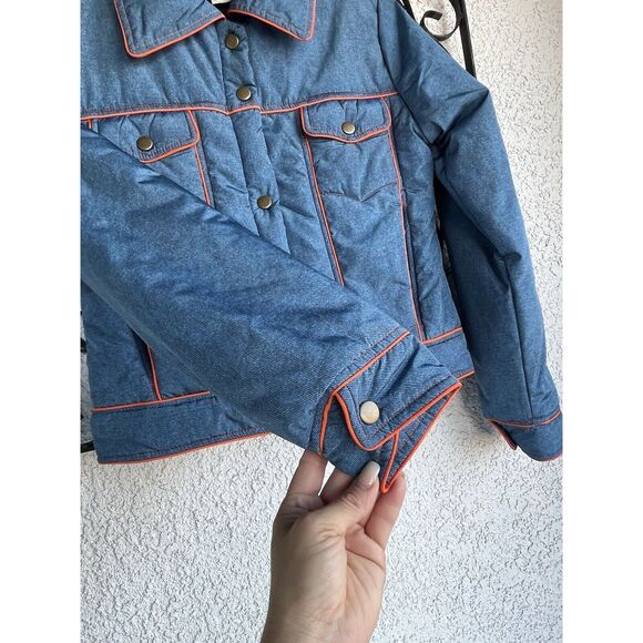 BDG Effie Trucker Jacket - Size Small - Blue/ Orange - Picture 4 of 11